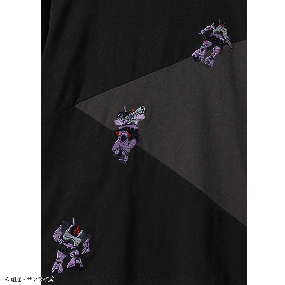 STRICT-G graniph『機動戦士ガンダム』半袖刺繍Tシャツ 黒い三連星切替(黒い三連星 ビッグシルエットTシャツ)